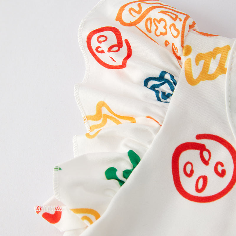 (In Stock L10-1-2)Girls Spring and Summer Pizza Print Dress