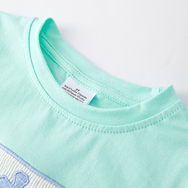 (In Stock A6-7-2)Boys Easter Embroidery Smocked Outfit Set