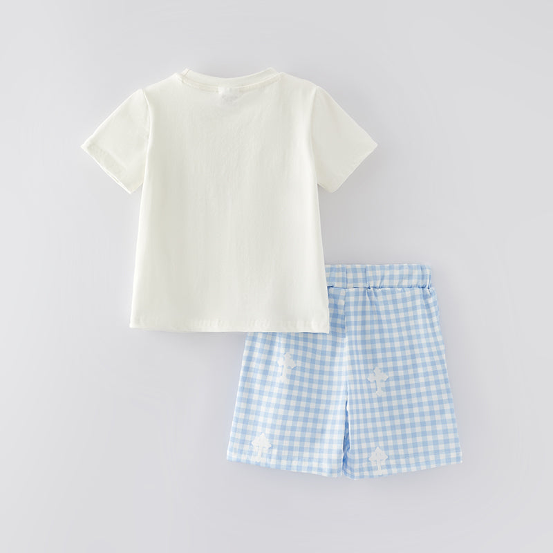 (In Stock A5-5-2)Boys Easter Embroidery Smocked Outfit Set