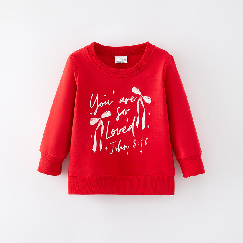(In Stock)Girls Valentine's Day Print Cotton Sweatshirt