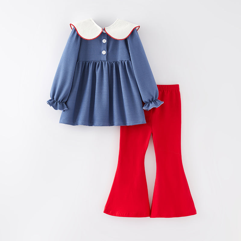 (In Stock)Girls Valentine's Day Cartoon Applique Outfit Set