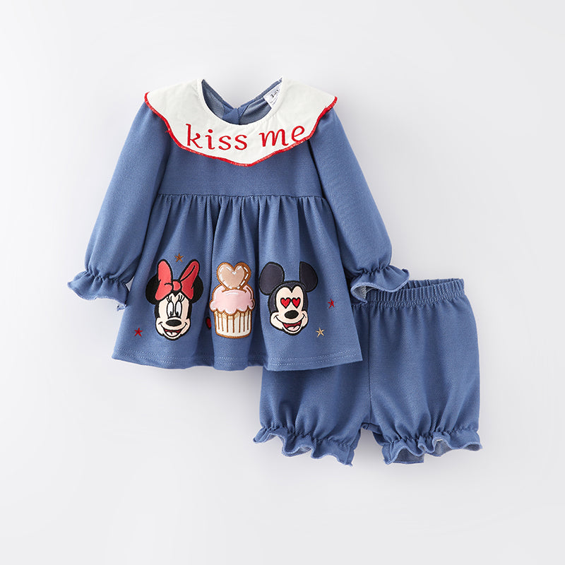 (In Stock)Baby Girls Valentine's Day Cartoon Applique Bloomer Set