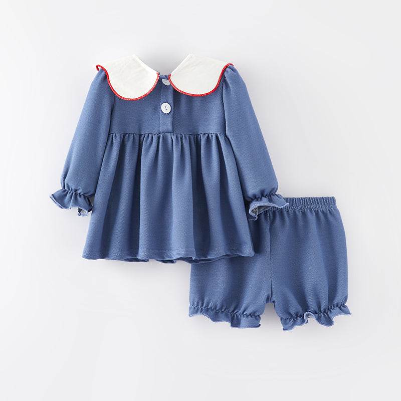 (In Stock)Baby Girls Valentine's Day Cartoon Applique Bloomer Set
