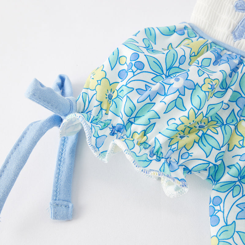 (In Stock E31-2-1)Baby Girls Easter Embroidery Smocked Romper