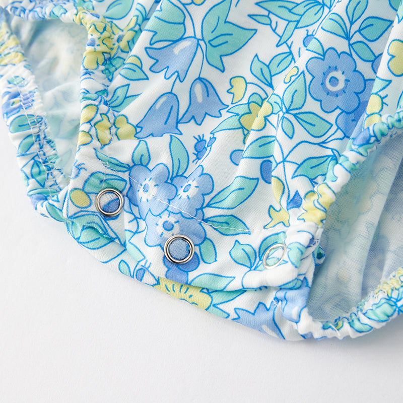 (In Stock E31-2-1)Baby Girls Easter Embroidery Smocked Romper