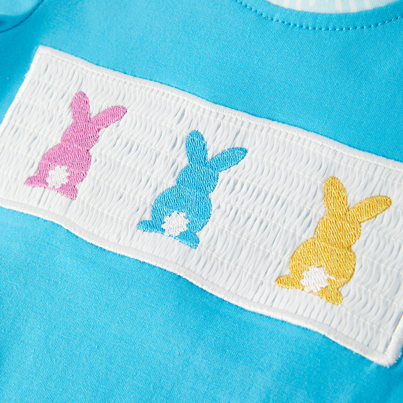 (In Stock)Baby Boys Easter Bunny Embroidery Smocked Romper