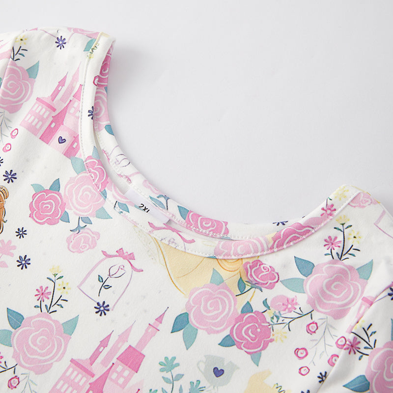 (In Stock Q9-3-1)One Pack(14 Pieces total) Girls Princess Print Dress