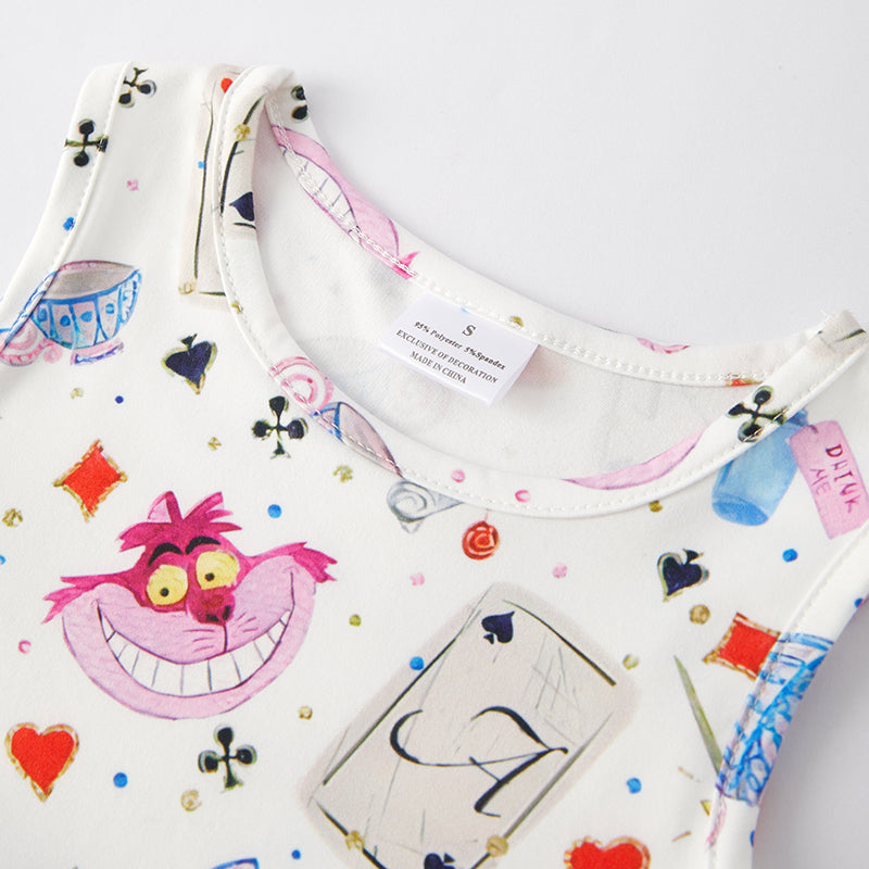 (In Stock Q9-5-2)Girls Spring and Summer Cartoon Print Sleeveless Dress