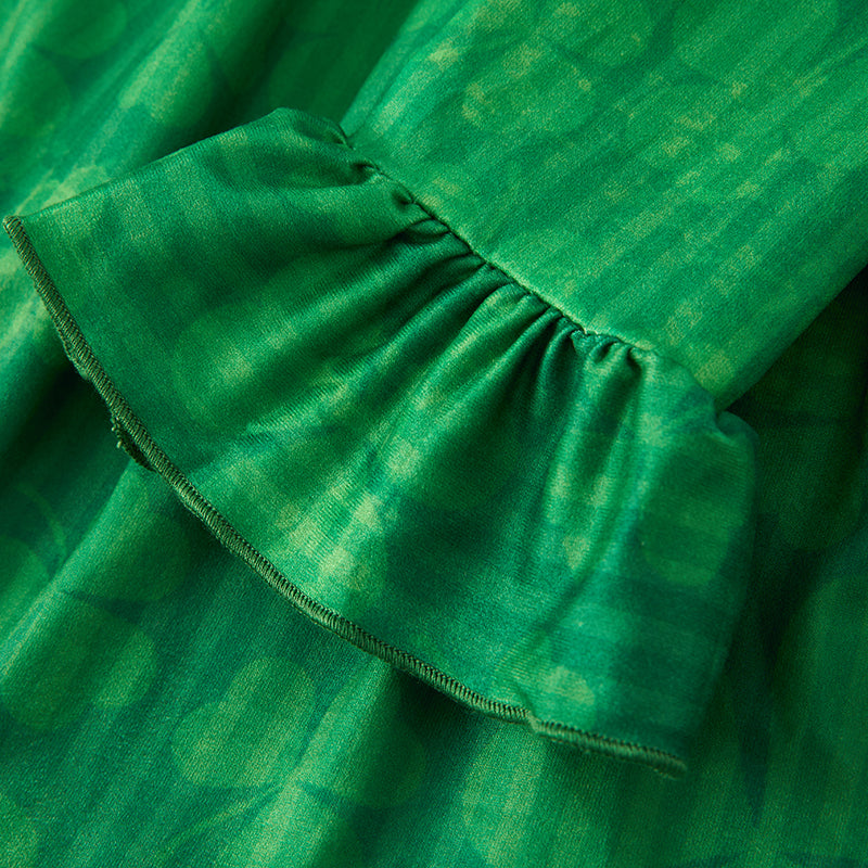 (In Stock A3-4-3)Girls St.Patrick's Day Shamrock Print Dress 2pcs