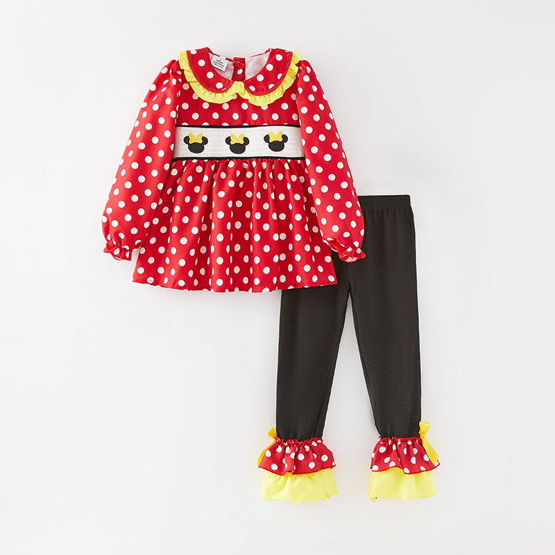 (In Stock Q8-2-1)One Pack(19 Pieces total) Sale Girls Cartoon Embroidery Smocked Outfit Set