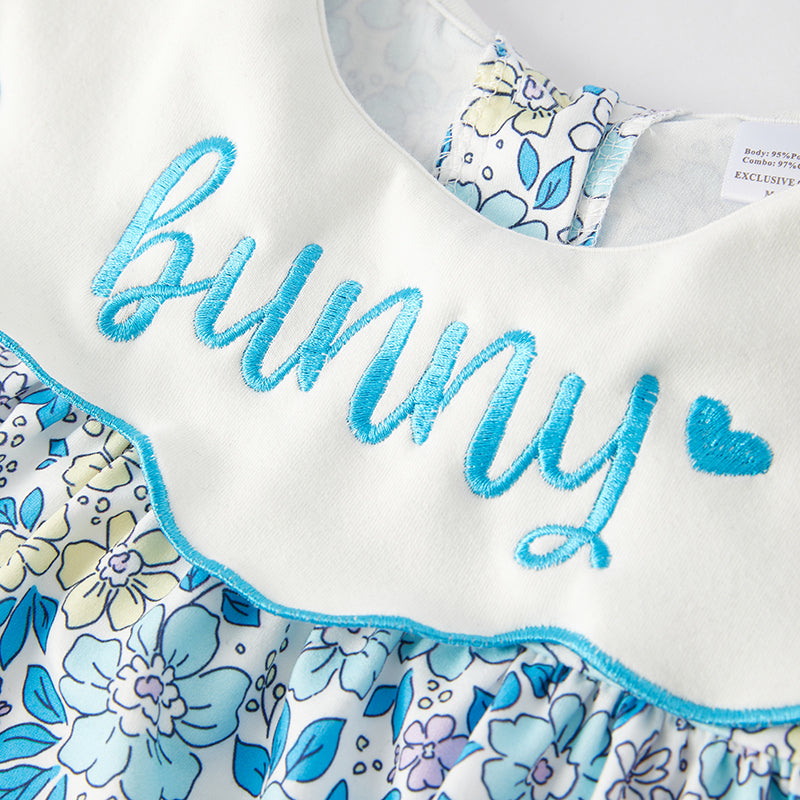 (In Stock)Girls Easter Bunny Embroidery Outfit Set