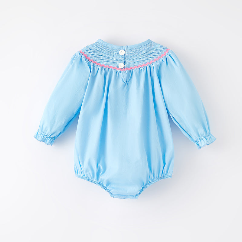 (In Stock)Baby Girls Spring Strawberry Embroidery Smocked Romper