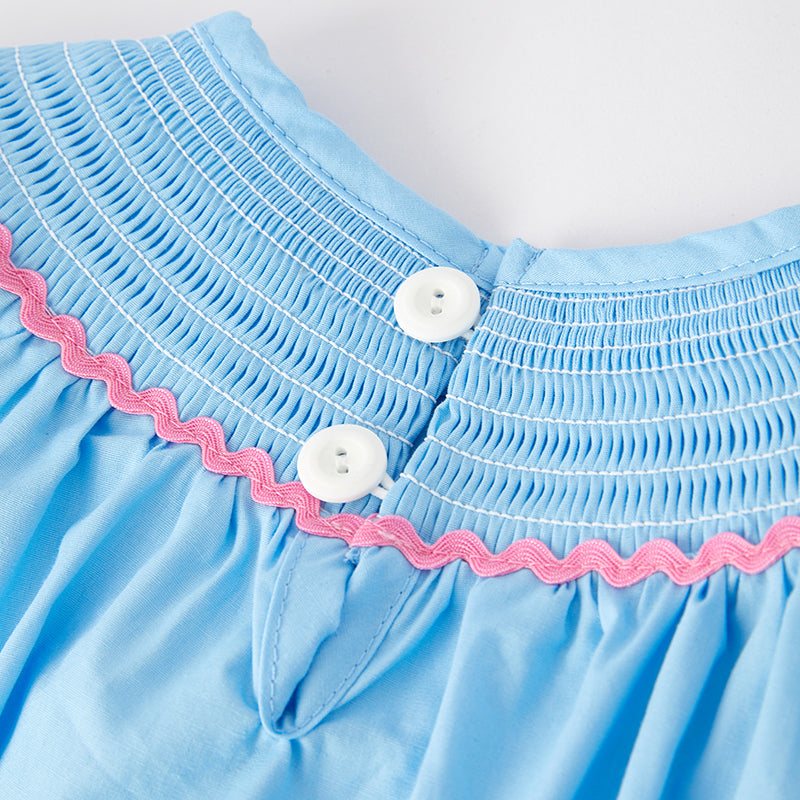 (In Stock)Baby Girls Spring Strawberry Embroidery Smocked Romper