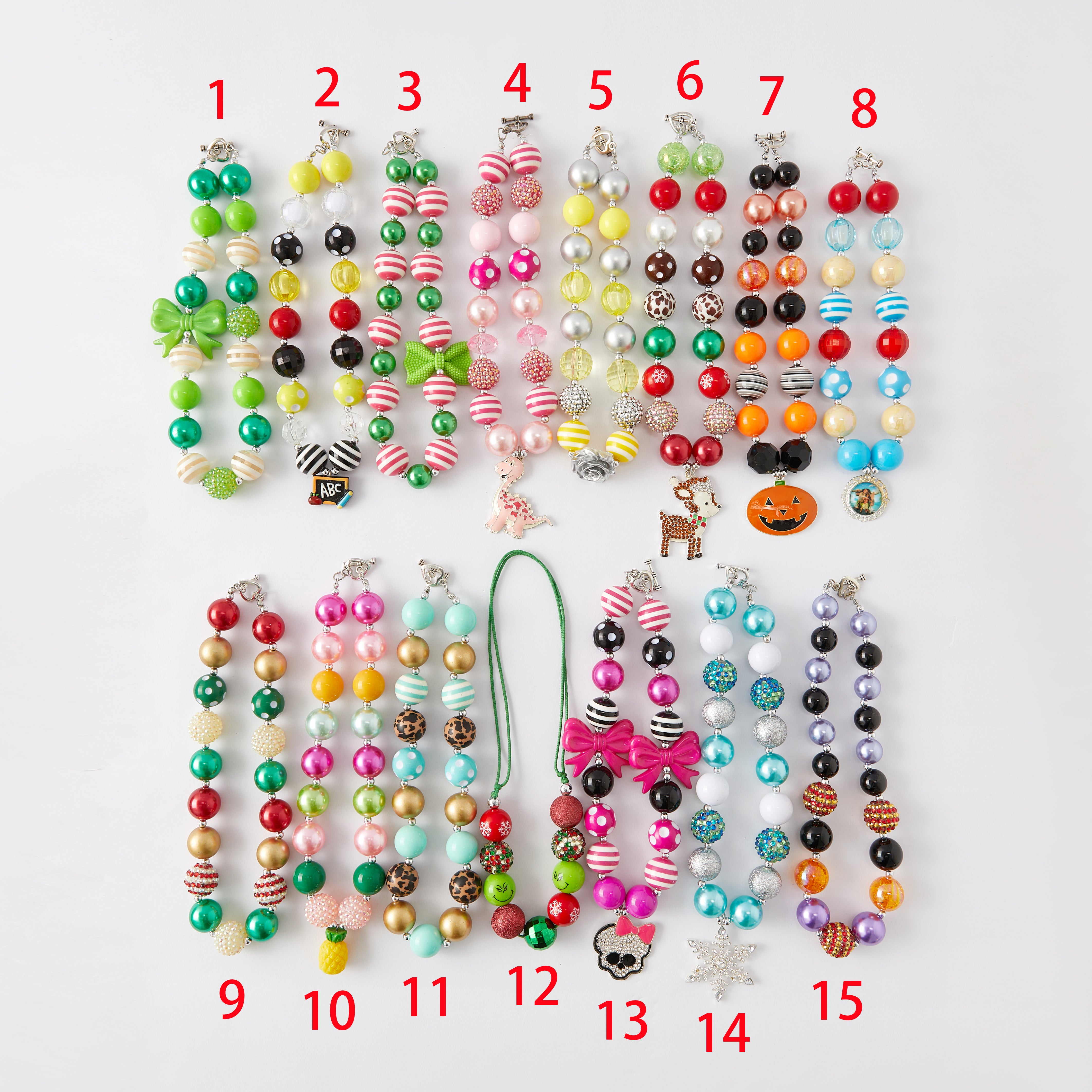 (In Stock G11 G12)Girls Rhinestone Beaded Necklace