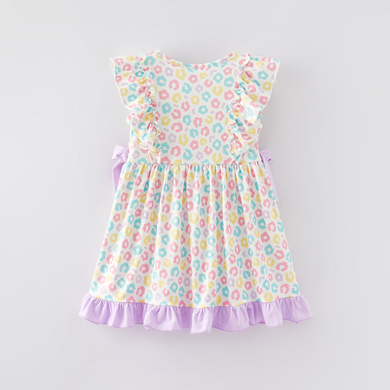 (In Stock)Girls Easter Shiny Bunny Print Dress