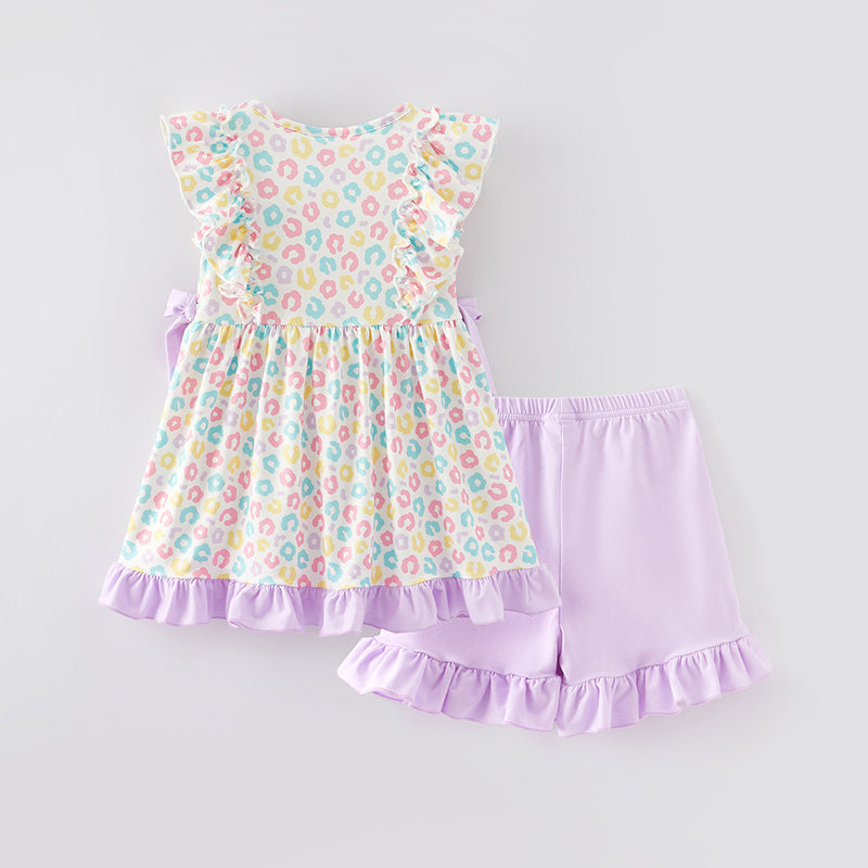 (In Stock)Girls Easter Shiny Bunny Print Shorts Set