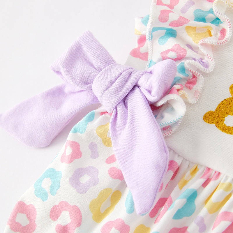 (In Stock)Baby Girls Easter Shiny Bunny Print Romper
