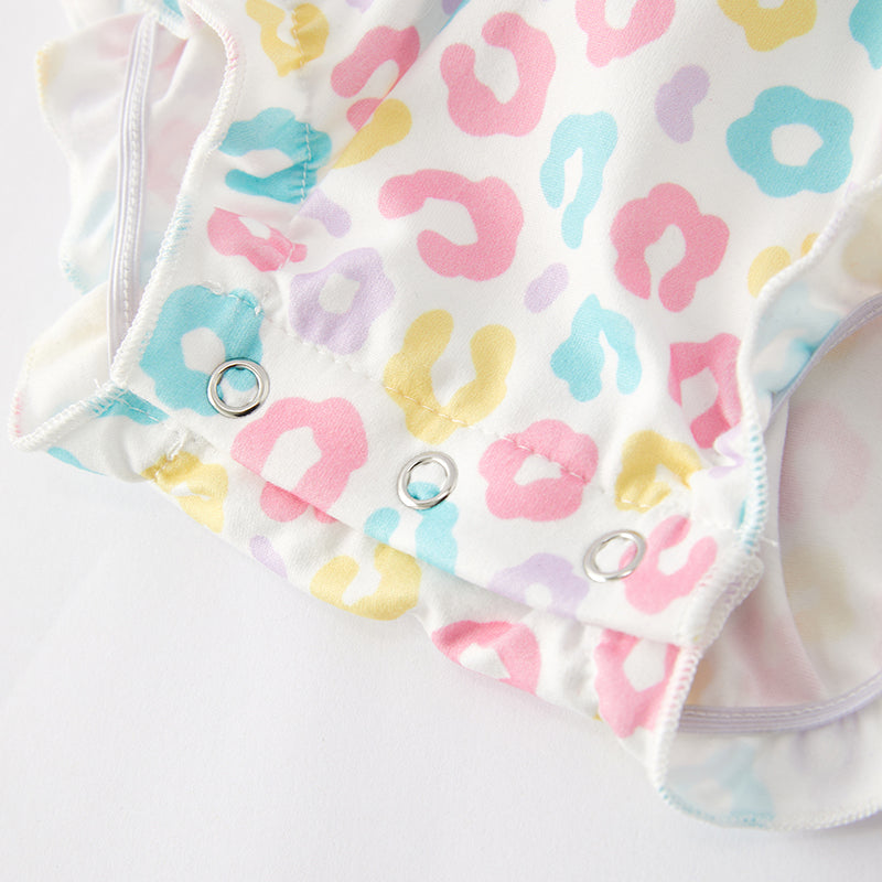 (In Stock)Baby Girls Easter Shiny Bunny Print Romper