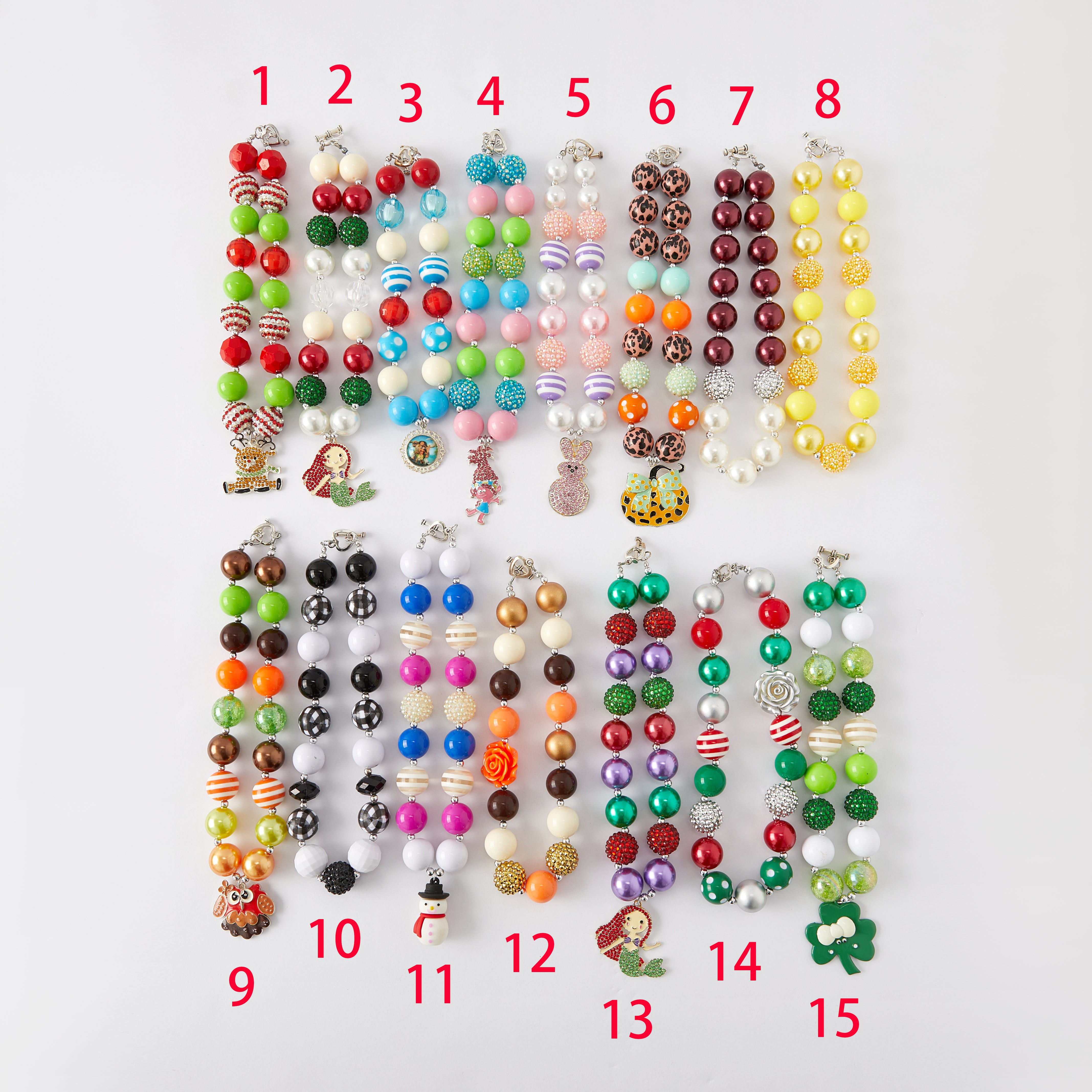 (In Stock G11 G12)Girls Rhinestone Beaded Necklace