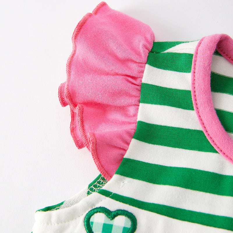 (In Stock)Toddler Girl St.Patrick's Day Shamrock Applique Romper