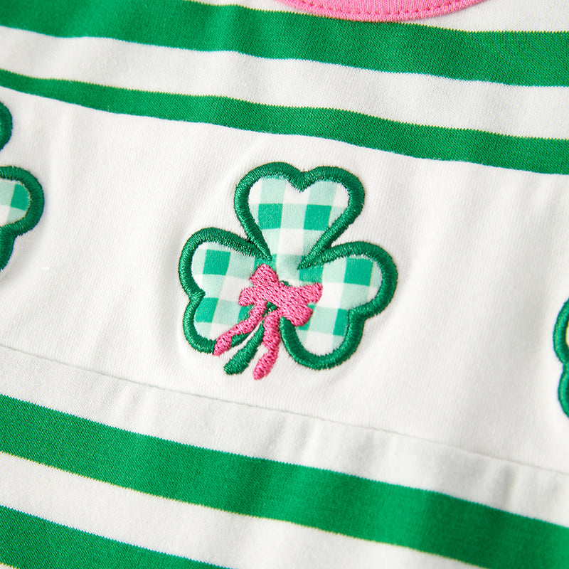 (In Stock)Toddler Girl St.Patrick's Day Shamrock Applique Romper