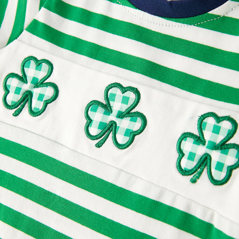 (In Stock)Toddler Boy St.Patrick's Day Shamrock Applique Romper