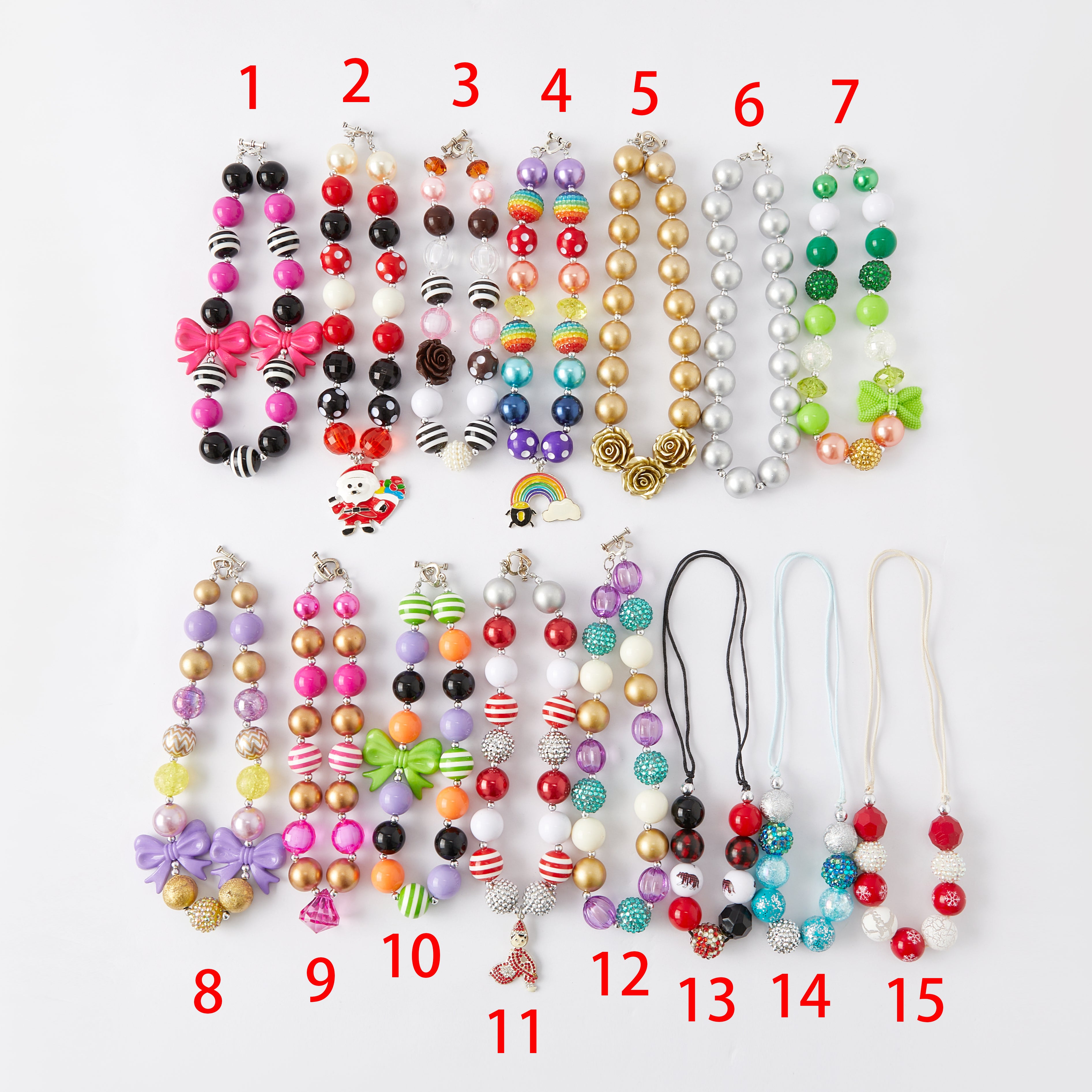 (In Stock G11 G12)Girls Rhinestone Beaded Necklace