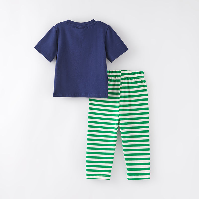 (In Stock)Boy St.Patrick's Day Shamrock Applique Smocked Outfit Set