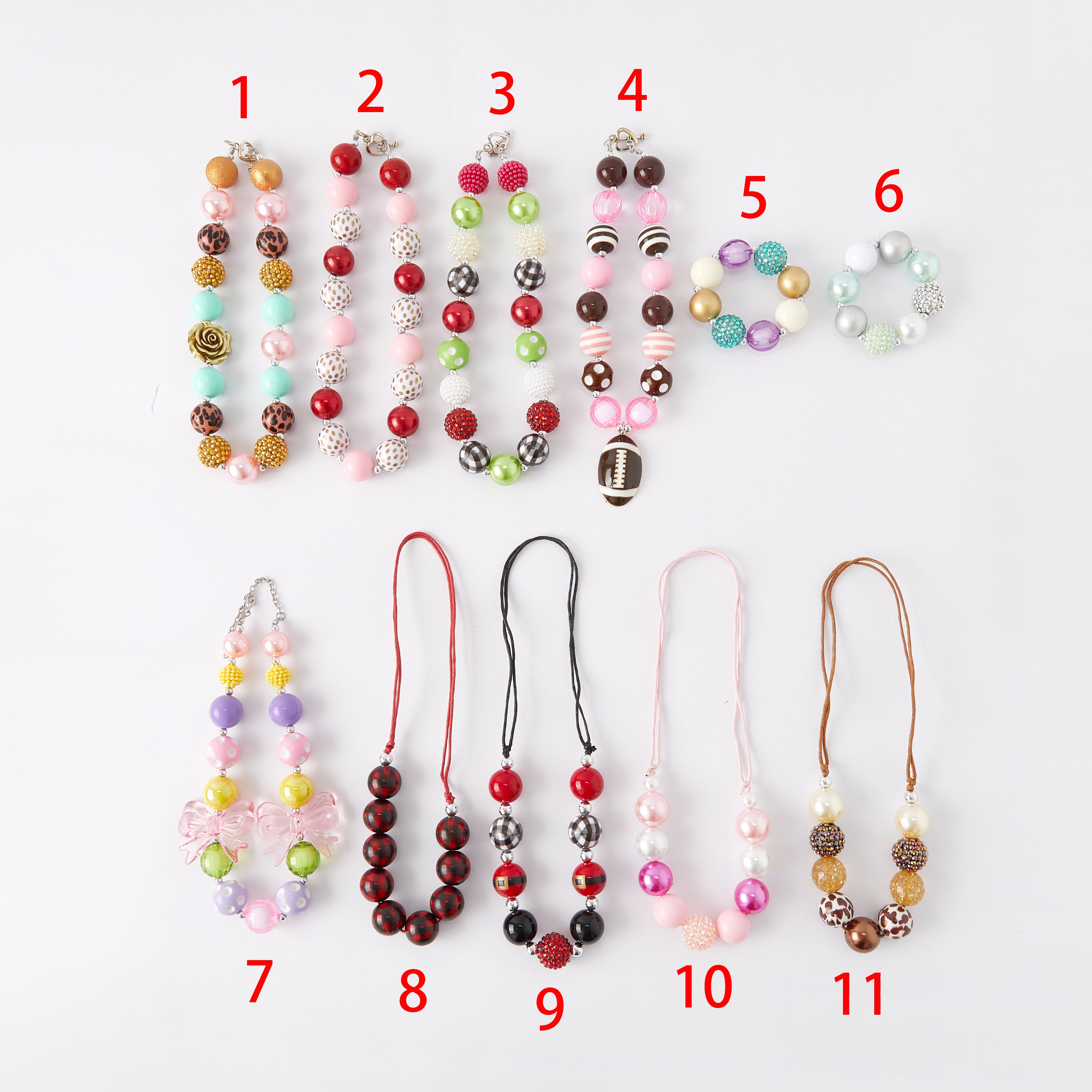 (In Stock G11 G12)Girls Rhinestone Beaded Necklace