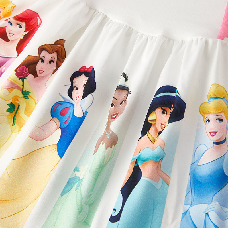 (In Stock)Girls Spring and Summer Cartoon Princess Print Dress