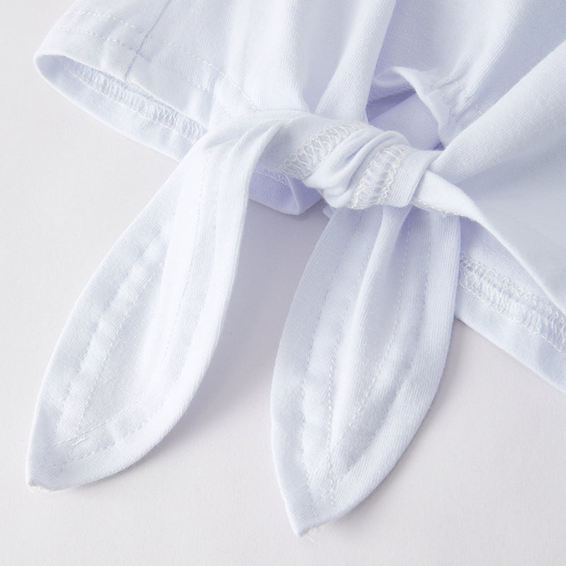 (In Stock)One Pack(8 Pieces total) Sale Girls Spring and Summer Mermaid Print Denim Shorts Set