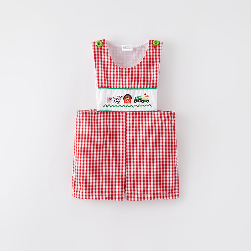 (In Stock)Toddler Boys Spring and Summer Farm Embroidery Romper
