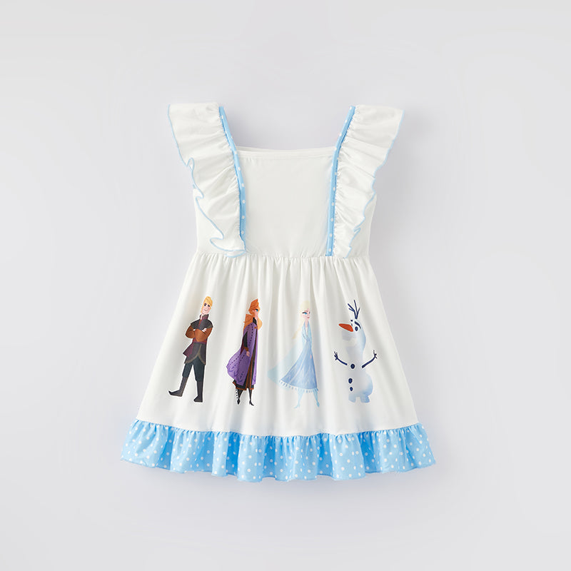 (In Stock)Girls Spring and Summer Cartoon Princess Print Dress