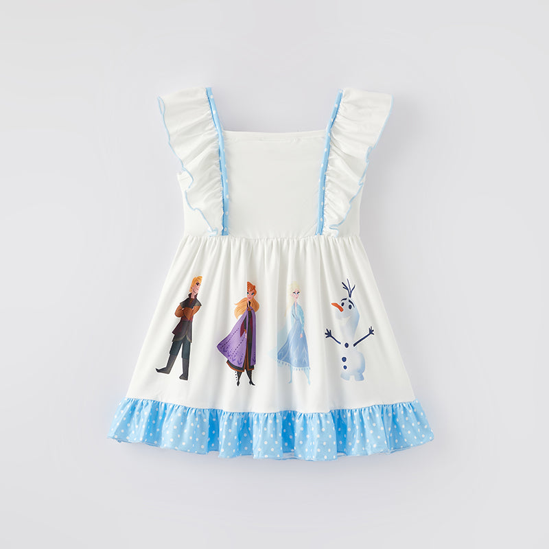 (In Stock)Girls Spring and Summer Cartoon Princess Print Dress