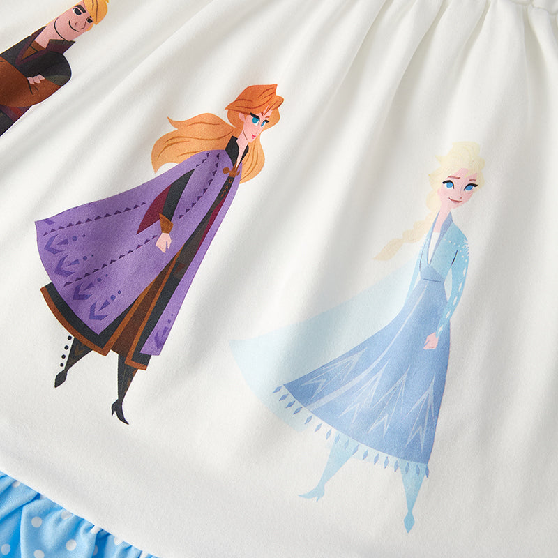 (In Stock)Girls Spring and Summer Cartoon Princess Print Dress
