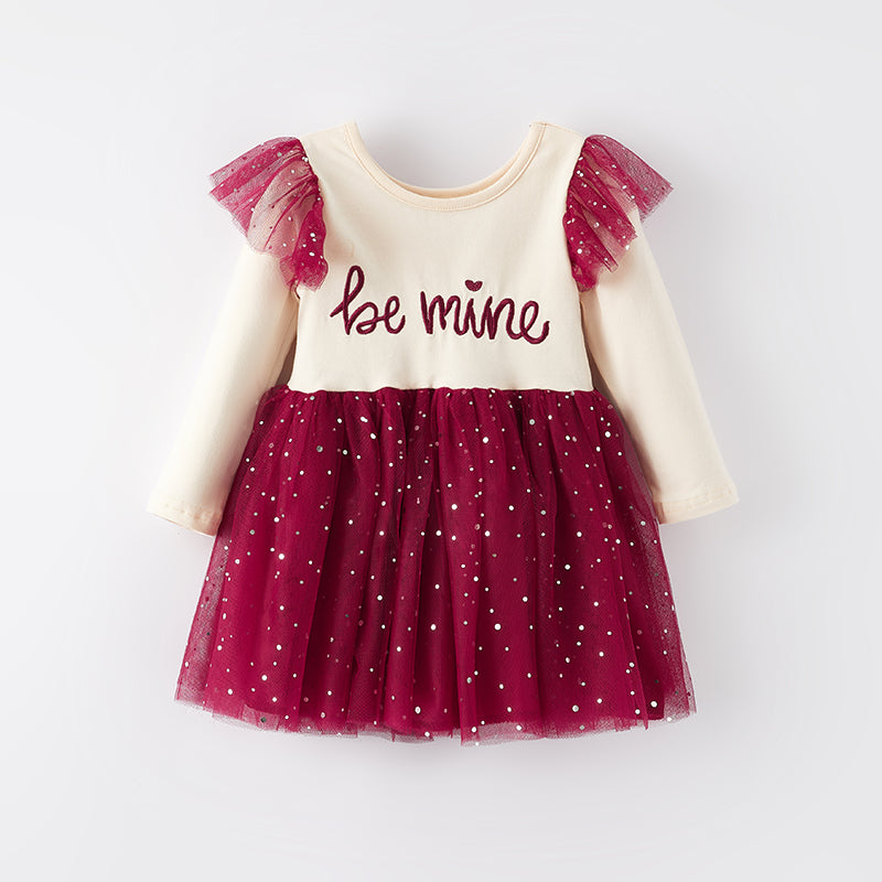 (In Stock)Girls Valentine's Day Embroidery Tulle Dress Party Dress