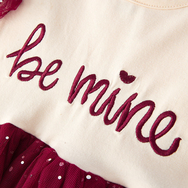 (In Stock)Girls Valentine's Day Embroidery Tulle Dress Party Dress