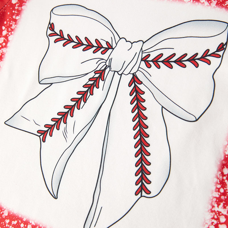 (In Stock)Girls Spring and Summer Baseball Print Shorts Set