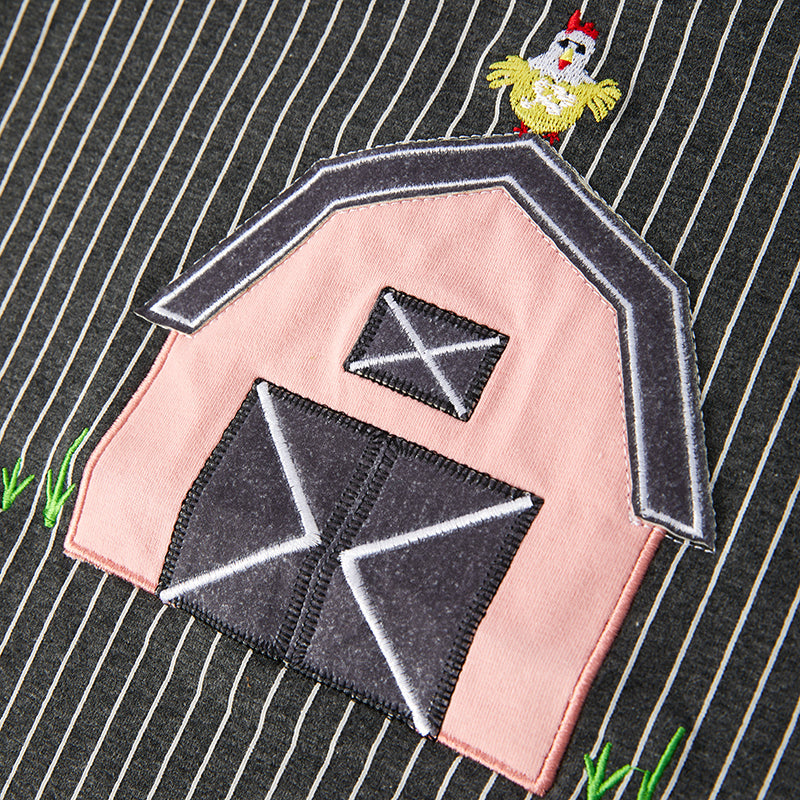 (In Stock)One Pack(9 Pieces total) Girls Farm Applique Cotton Top