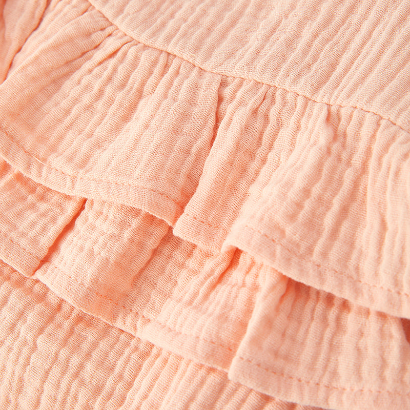 (In Stock)Toddler Girls Spring and Summer Coral Cotton Romper