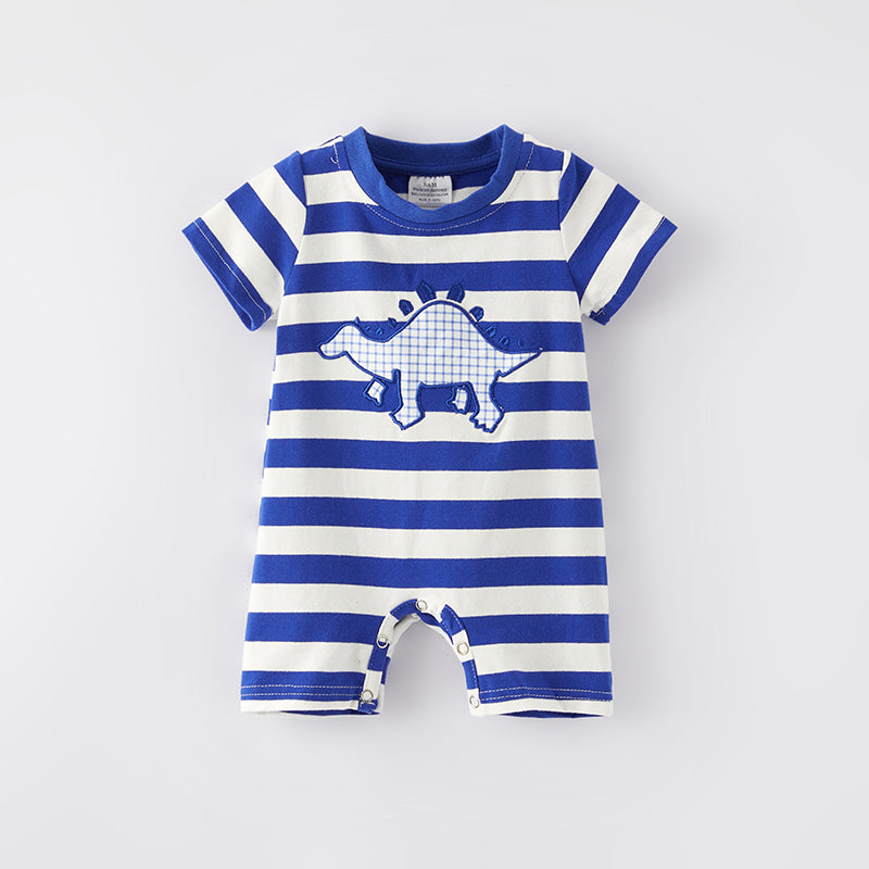 (In Stock)Toddler Boys Spring and Summer Dino Applique Romper