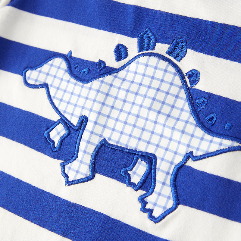 (In Stock)Toddler Boys Spring and Summer Dino Applique Romper