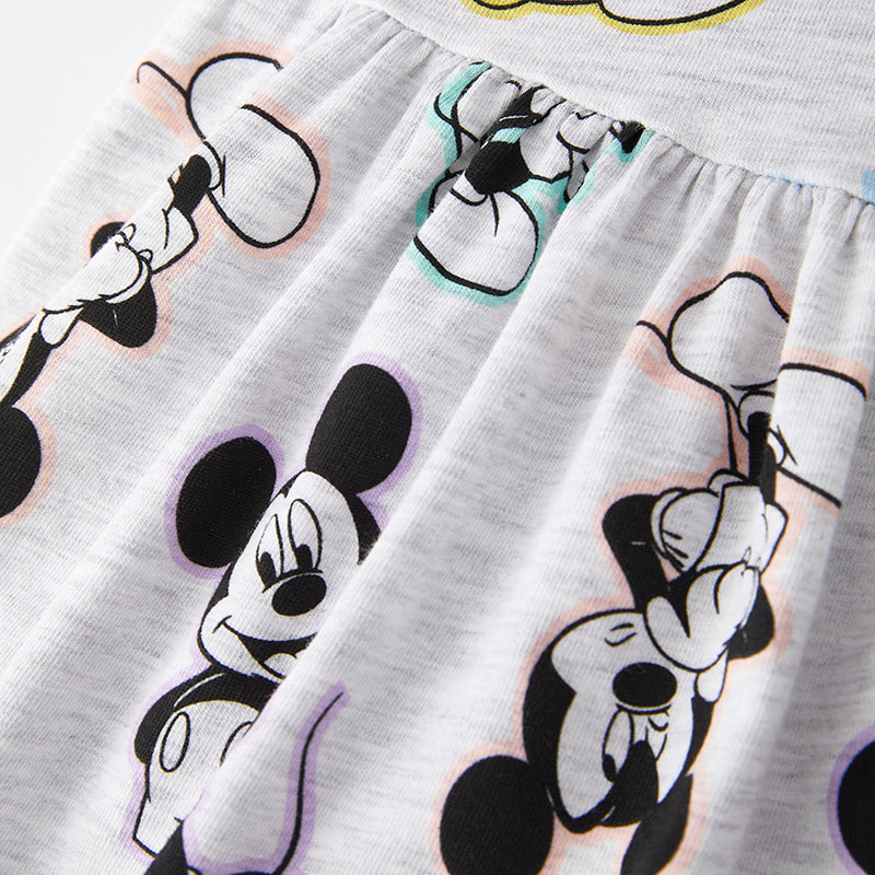 (In Stock)Girls Spring and Summer Cartoon Print Flying Sleeves Dress