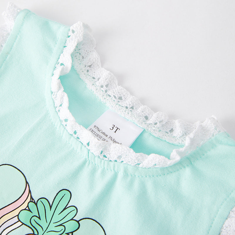 (In Stock)Girls Easter Bunny Hip Hop Print Denim Set