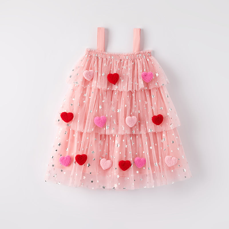 (In Stock)Girls Valentine's Day Heart Sequin Tiered Dress