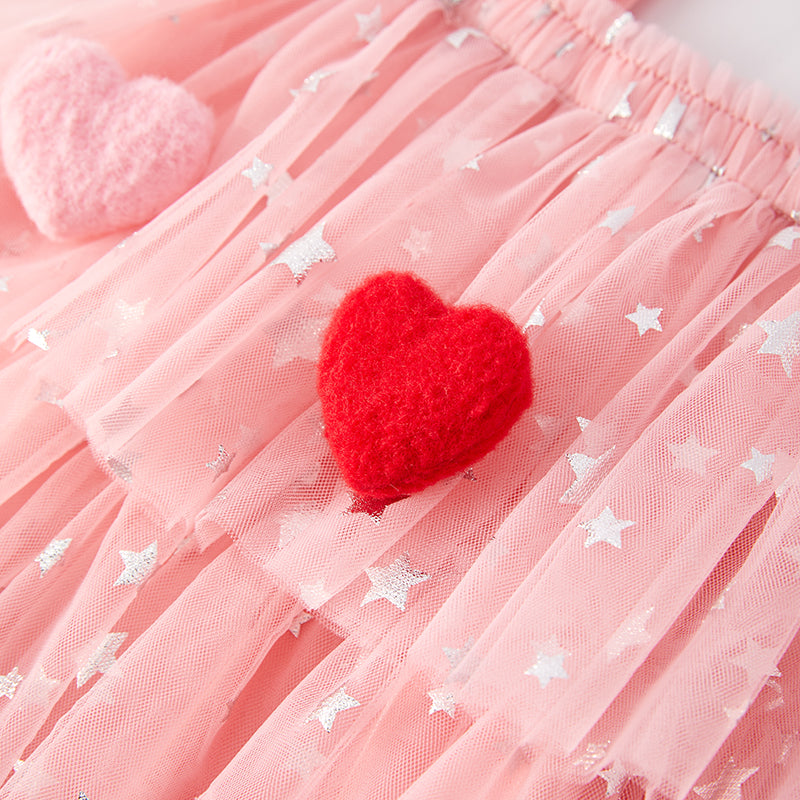 (In Stock)Girls Valentine's Day Heart Sequin Tiered Dress