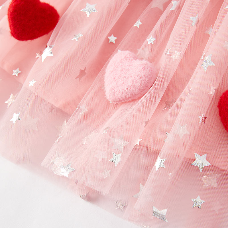 (In Stock)Girls Valentine's Day Heart Sequin Tiered Dress