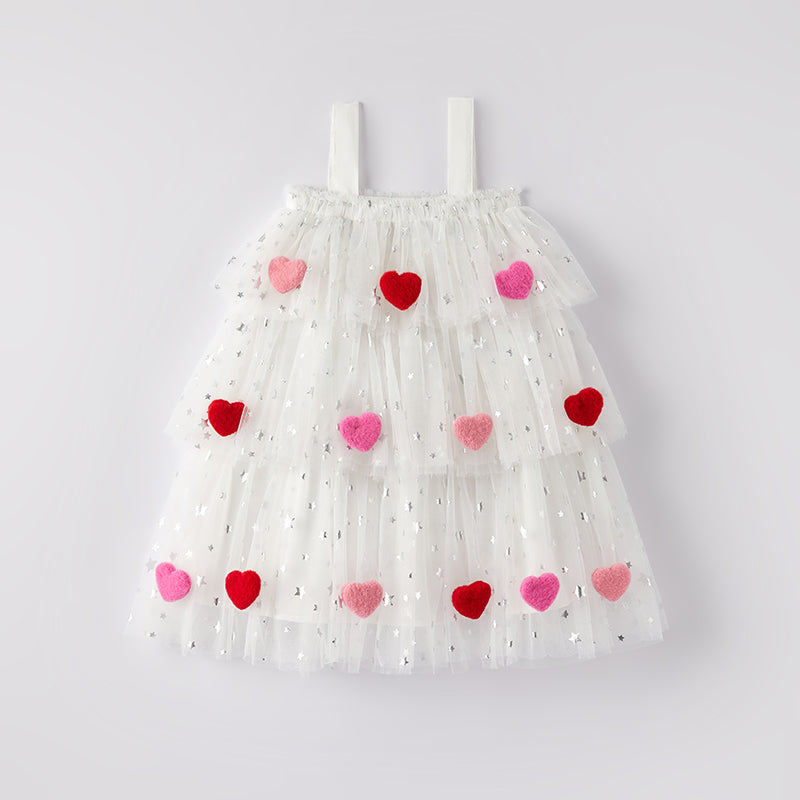 (In Stock)Girls Valentine's Day Heart Sequin Tiered Dress