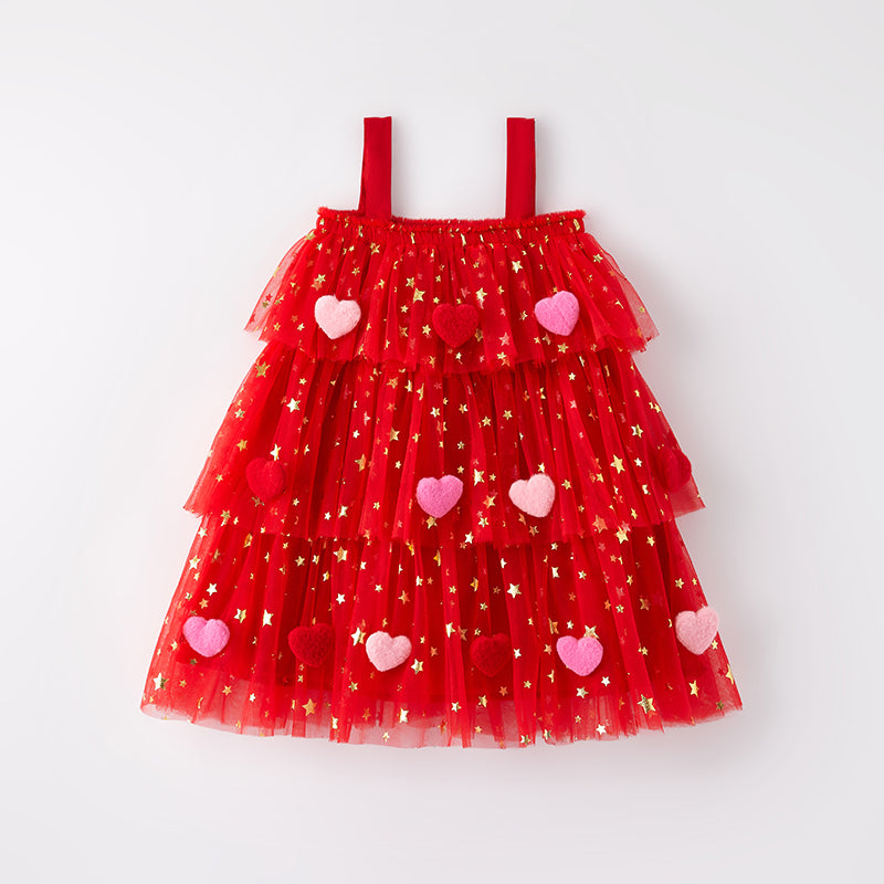 (In Stock)Girls Valentine's Day Heart Sequin Tiered Dress