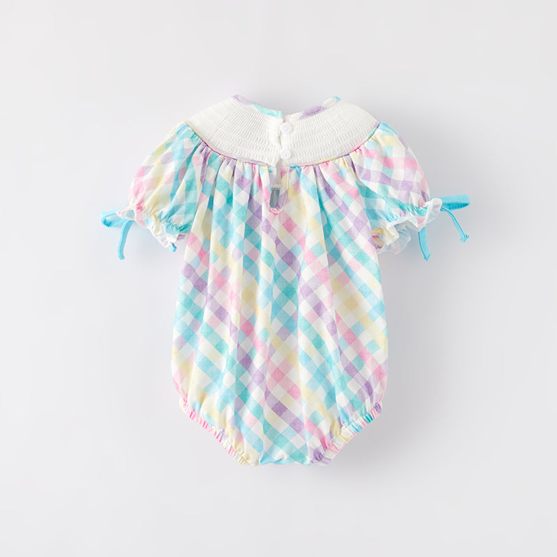 (In Stock)Toddler Girls Easter Bunny Embroidery Smocked Romper